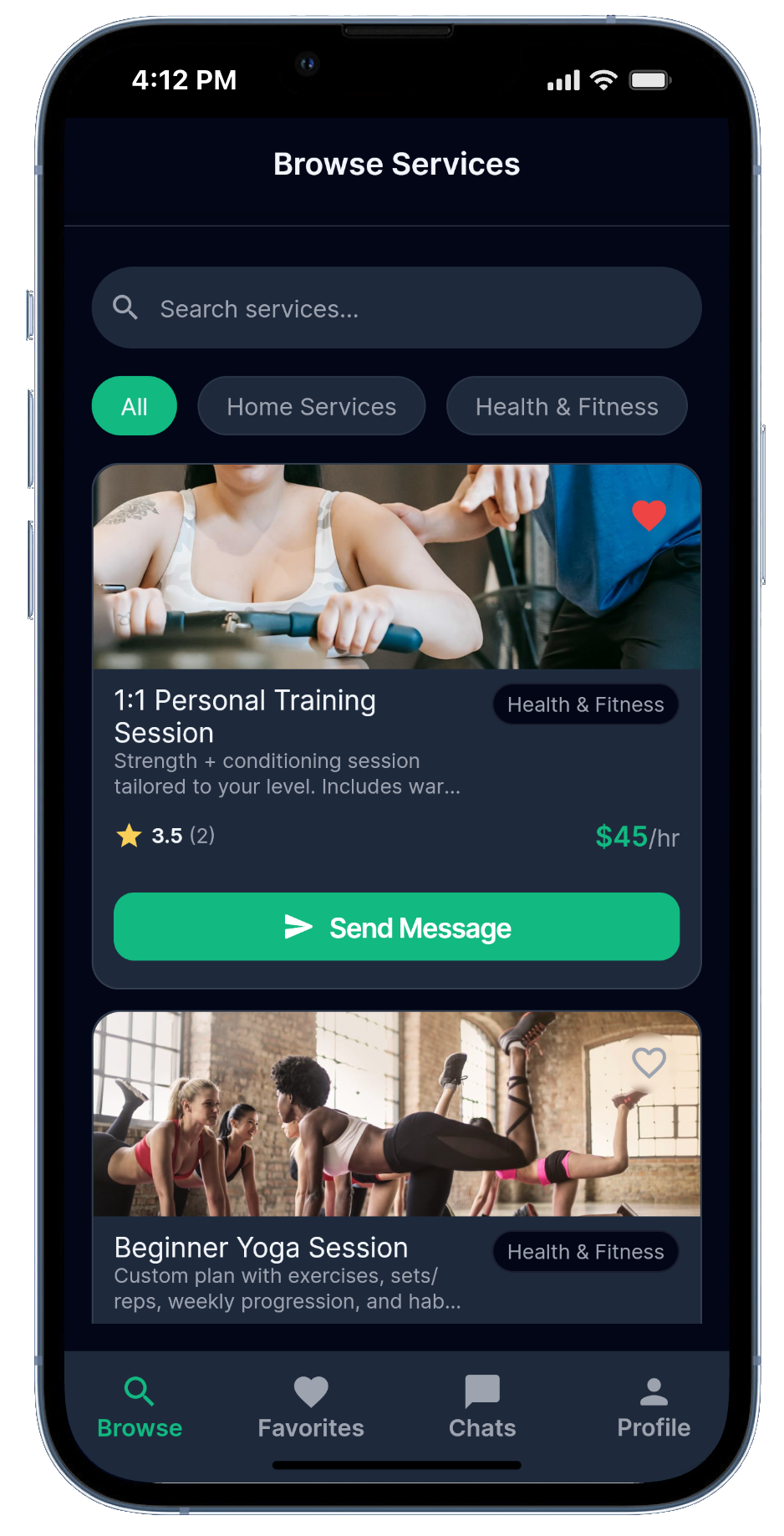 Two-Sided Service Marketplace - Screen 1